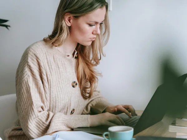 Woman working on laptop